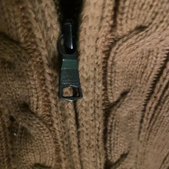 BANANA REPUBLIC MEN’s CHUNKY  YARN ZIPPED TAN CARDIGAN Sweater Lrg COZY - Picture 5 of 10